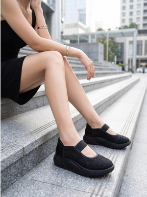 Nesil Shoes Conf 212 Siyah Taşlı Anatomik Kadın Sneakers
