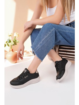 Nesil Shoes Dvm 063 Siyah Bej Memory Foam Kadın Sneakers