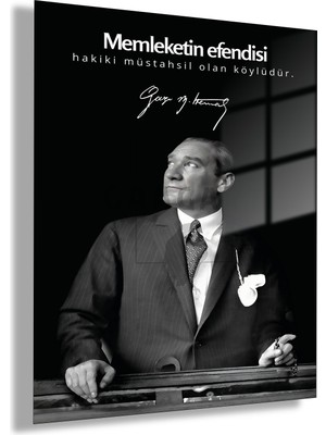 Gaagart Temperli Gerçek Cam Tablo Makam Panosu Atatürk Sözleri Köylü Milletin Efendisidir.