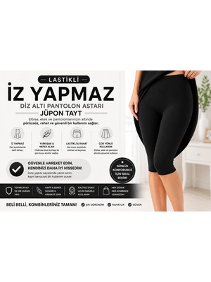 MÇ İç Giyim Dikişsiz Iz Yapmaz Diz Altı Pantolon Astarı - Lastikli Rahat Jüpon Tayt