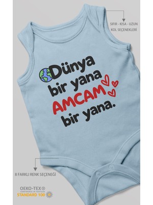 Morivo Kids Dünya Bir Yana, Amcam Bir Yana Sıfır Kollu Bebek Zıbını %100 Pamuk