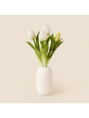 Matmel Deco Lale 5'li Buket Çiçek - Beyaz - 32 cm