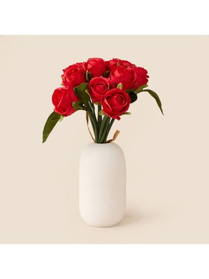 Matmel Deco Gül 12'li Buket Çiçek - Kırmızı - 27 cm