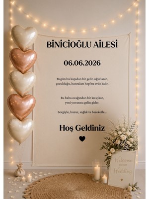 Puppetzzz Gelin Evi Kumaş Karşılama Panosu,kişileştirilebilir,düğün Söz Nişan Kına Parti Arka Plan Flama