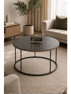 Reyo Falez Terra Lüx Gordion Yuvarlak Orta Sehpa – Modern Metal Ayaklı Salon ve Oturma Odası Sehpası 70 cm