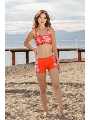 Ruko Kız Çocuk Şortlu Turuncu Bikini C5T8N162-5