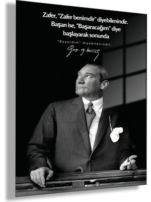 Gaagart Temperli Gerçek Cam Tablo Makam Panosu Atatürk Sözleri Zafer Sözü