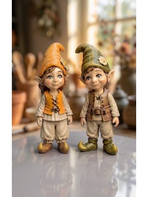 Gardenya Sevimli Elf Çift ( Şans Cüceleri ) Dekoratif Obje & Biblo