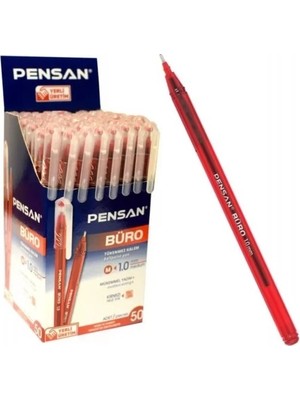 Pensan Tükenmez Kalem Büro 1 mm 50'li (Mavi, Kırmızı)