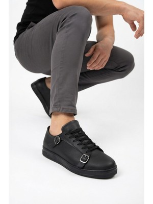 Zerenyus ZRC191 Yüksek Kalite Kemer Detaylı Şık Günlük Erkek Sneaker Siyah