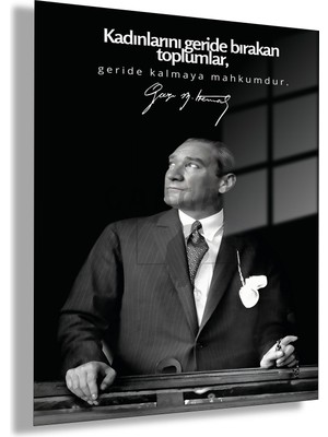 Gaagart Temperli Gerçek Cam Tablo Makam Panosu Atatürk Sözleri Kadınlar