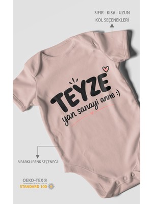 Morivo Kids Teyze ve Yan Sanayi Anne Temalı Kısa Kollu Bebek Body %100 Pamuk