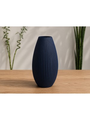 Baba Oğul 3D 3D Baskı Modern Dekoratif Vazo – Minimalist Tasarım | Ev ve Ofis Dekorasyonu - 20 cm Çizgili Motifli Vazo
