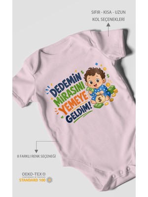 Morivo Kids Dedemin Mirasını Yemeye Geldim! Kısa Kollu Bebek Body %100 Pamuk
