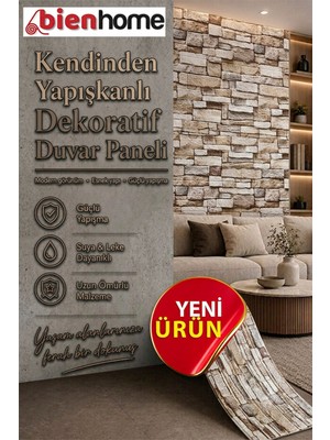 Bien Duvar Kağıtları 4 Adet, 70X77 cm Açık Kahve 0,54M² 3D Kendinden Yapışkanlı Tuğla Duvar Kağıdı Kaplama Panel Köpük Antik Köpük Duvar PANELI-FC26