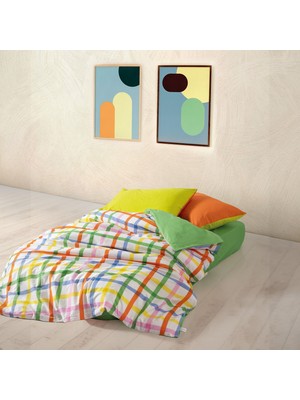 Cozy Home Popping Colors Tek Kişilik Lastikli Çarşaflı Nevresim Takımı Hype Yeşil