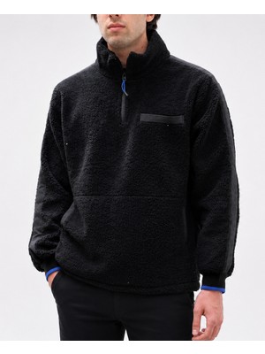 Togy&Burk Peluş Cepli Siyah Sweat Mont