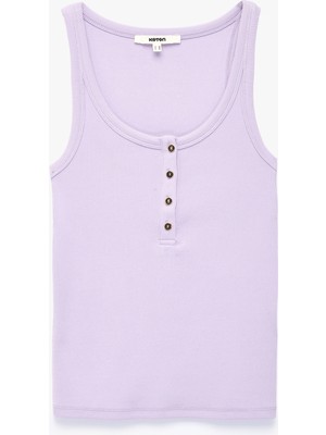 Koton Pamuklu Slim Fit Süs Düğmeli U Yaka Fitilli Atlet