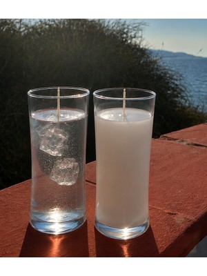 Glow-Candle by You Ikili Rakı Bardağı ve Buzlu Su Bardağı Takımı Mum Seti