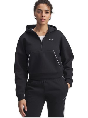Under Armour 6003707 Rival Flc Piped Hz Hoodie Siyah-Beyaz Kadın Sweatshirt
