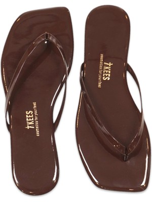 Tkees TK-1014Z Parmak Arası Kare Burun Kahverengi Kadın Terlik