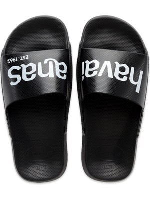 Havaianas 4148124 Slide Classic Logomania Tek Bant Siyah-Beyaz Unisex Terlik