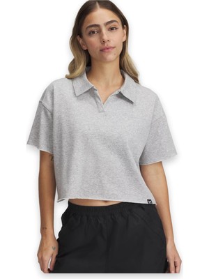 Under Armour 1389639 Ua Icon Terry Polo Gri Kadın T-Shirt