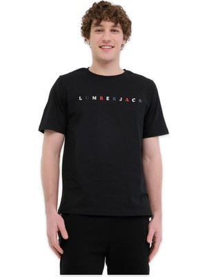 Lumberjack 6m ml Messus 11URBNG2022 6fx Kısa Kolu Siyah Unisex T-Shirt