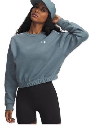 Under Armour 6007035 Mavi Kadın Sweatshirt Ua Rival Fleece Piped Crew Regular Fit Günlük Kullanım İçin