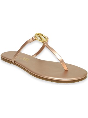 Tkees TK-2112 Klasik Tokali Parmak Arası Bronz Kadın Terlik