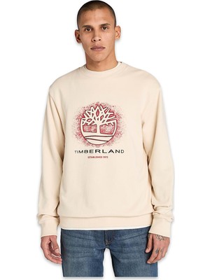 Timberland TB0A5MC7 Front Seasonal Tree Logo Graphic Crewnec Krem Erkek Sweatshirt