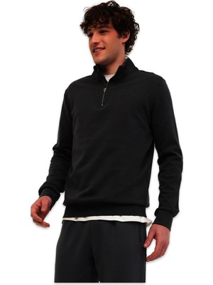 Lumberjack 5W MB BS47 Hzip Sw 5pr Yari Fermuar Sweat Siyah Erkek Sweatshirt