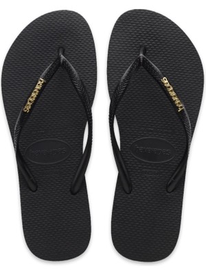 Havaianas 4119875 Slim Logo Metallic Parmak Arası Siyah Kadın Terlik