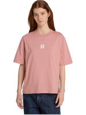 Timberland TB0A5RZX Stack Logo -Sleeve Tee Pembe Kadın T-Shirt