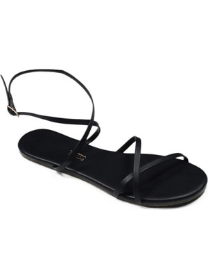 Tkees TK-8006Z Siyah Kadın Sandalet