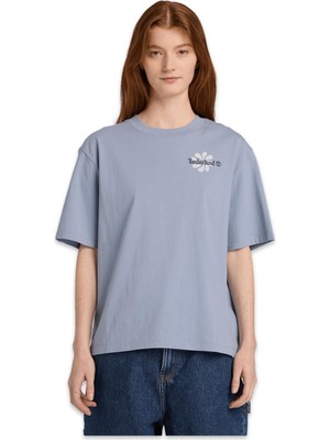 Timberland TB0A5RXM Graphic Sleeve Tee Mavi Kadın T-Shirt