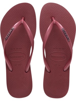 Havaianas 4119875 Slim Logo Metallic Parmak Arası Bordo Kadın Terlik