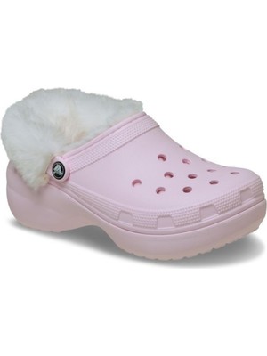 Crocs 212854 Classic Platform Fuzz Lined Clog Pembe Kadın Terlik