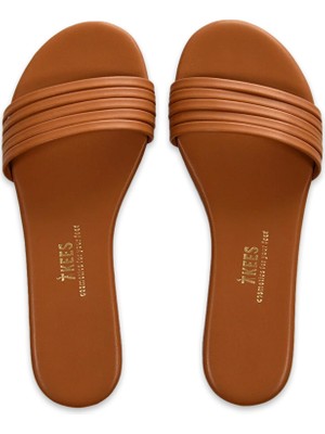 Tkees TK-6001 5 Bantli Camel Kadın Terlik