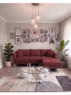 Velura Home & Living Armin Akıllı Köşe Koltuk Takımı & Modern Modüler Yataklı Köşe Takımı - Bordo