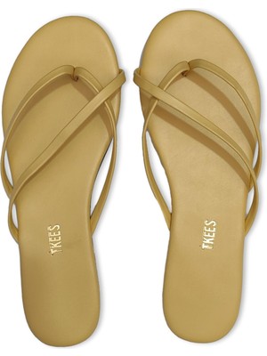 Tkees TK-5002 Çift Bant Parmak Arası Sarı Kadın Terlik