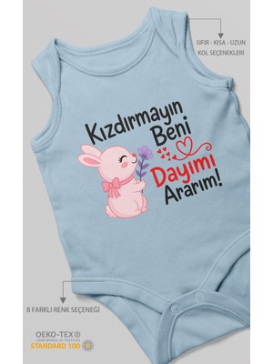 Morivo Kids Kızdırmayın Beni Dayımı Ararım Sıfır Kollu Bebek Zıbını %100 Pamuk