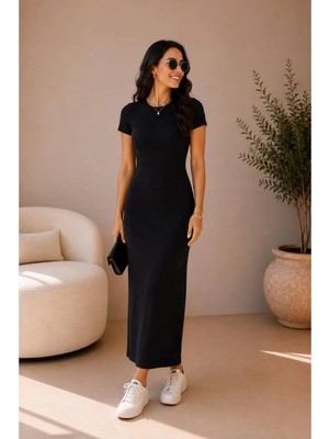 Rouge Basic Kaşkorse Sıfır Yaka Kısa Kol Elbise