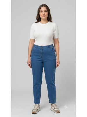 Centilmen Ercan Akdeniz Beli Lastikli Çimalı Büyük Beden Denim Pantolon 6005