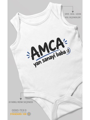 Morivo Kids Amca ve Yan Sanayi Babaya Özel Sıfır Kol Bebek Zıbını %100 Pamuk