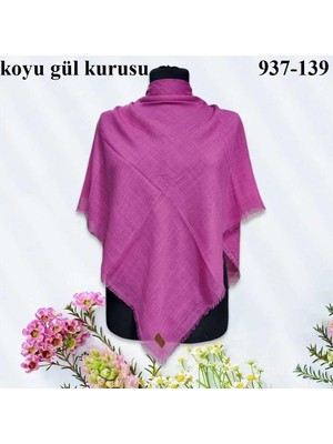 Soft İpek Soft Ipek Düz Renk Flamlı Pamuk Eşarp (Koyu Gül Kurusu) 937-139