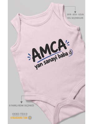 Morivo Kids Amca ve Yan Sanayi Babaya Özel Sıfır Kol Bebek Zıbını %100 Pamuk