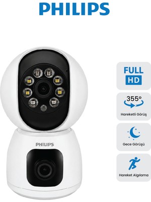 Philips TAI3320 Full Hd Akıllı Ev Kamerası | Hareket Algılama | Gece Görüşü | Çift Yönlü Ses | Mobil Uygulama Destekli