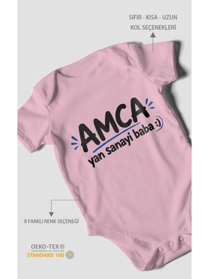 Morivo Kids Amca ve Yan Sanayi Babaya Özel Kısa Kollu Bebek Body %100 Pamuk
