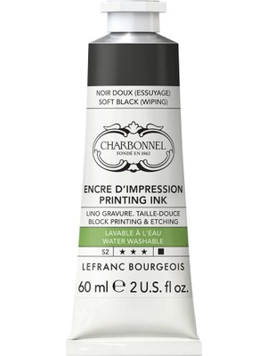 Lefranc&Bourgeois : Charbonnel : Su Bazlı Baskı & Gravür Mürekkebi : 60 ml : Soft Black